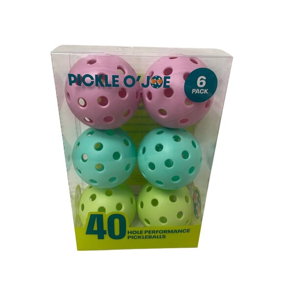 Pickle OJoe 40 Hole Performance Pickleballs 6 Pack For Indoor Outdoor Use - Picture 1 of 6